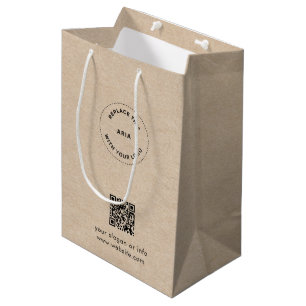 Öko Kraft Custom Logo & QR Geschenktasche für Unte Mittlere Geschenktüte