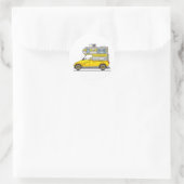 Öko Pick Up Camper Gelb Runder Aufkleber (Tasche)