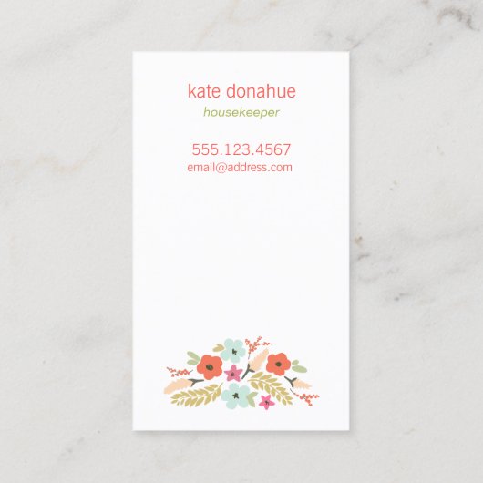 Öko-Reinigungsservice für Blumensträuße Visitenkarte (Rückseite)
