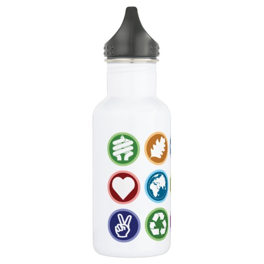 Öko Symbole Edelstahlflasche (Links)