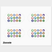 Öko Symbole Ovaler Aufkleber (Blatt)