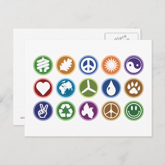 Öko Symbole Postkarte (Vorne/Hinten)