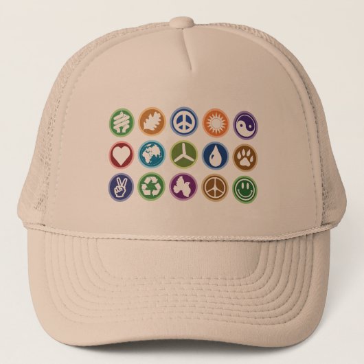 Öko Symbole Truckerkappe (Vorderseite)