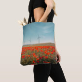 Öko-Texas-Tasche - Mohnblumen & Windturbinen Tasche (Von Nahem)