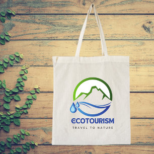Öko Tourism Travel to Nature Mountain Water Logo Tragetasche