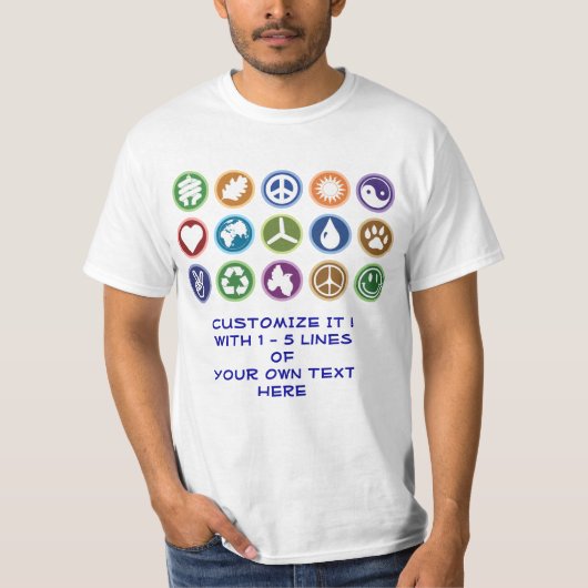 Öko u. Friedenssymbole T-Shirt (Vorderseite)
