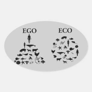 Öko vs Ego Ovaler Aufkleber