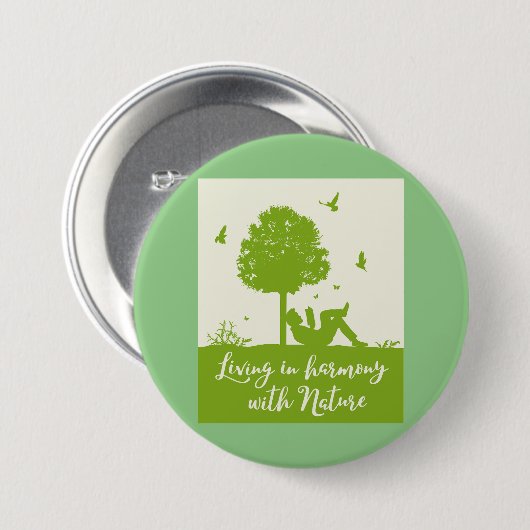 Öko Zitat im Einklang mit der Natur Button (Vorne & Hinten)