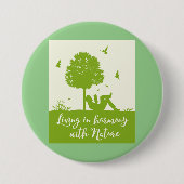 Öko Zitat im Einklang mit der Natur Button (Vorderseite)