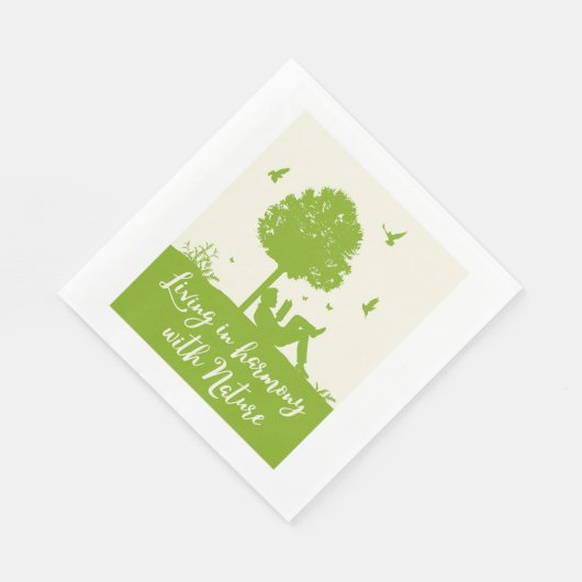 Öko Zitat im Einklang mit der Natur Serviette (Ecke)