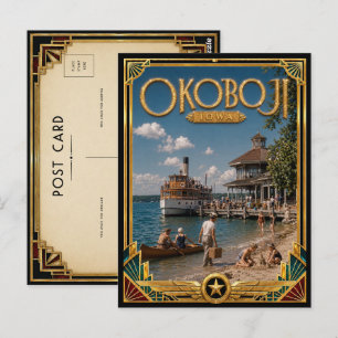 Okoboji Iowa Vintage Art Deco Golden Age Postkarte