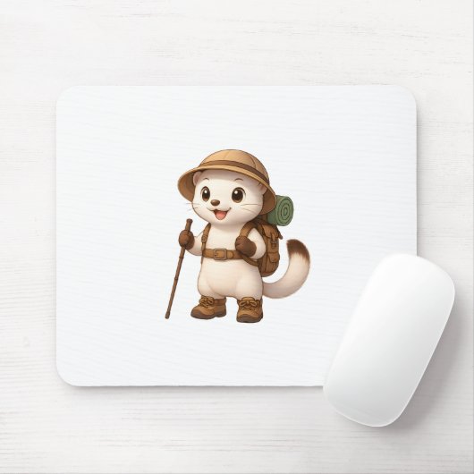 Okojo Adventure Mouse Pad – Kawaii Japanese Stoat Mousepad (Mit Mouse)