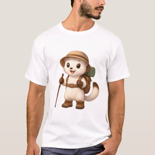 Okojo Adventure T-Shirt – Kawaii Japanese Stoat (Vorderseite)