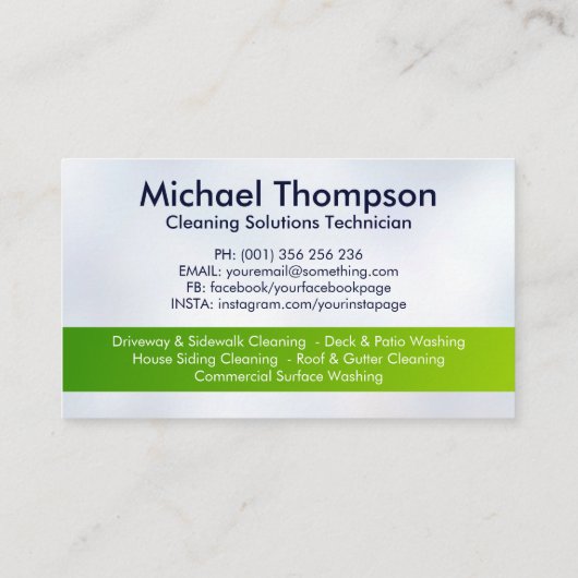 Ökologische Druckabwaschdienste Visitenkarte (Rückseite)