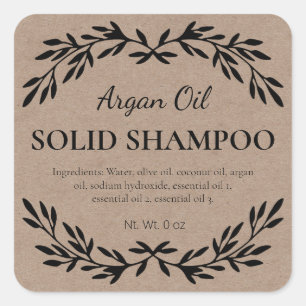 Ökologische hausgemachte Solid-Shampoo-Labels Quadratischer Aufkleber