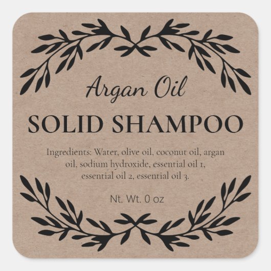 Ökologische hausgemachte Solid-Shampoo-Labels Quadratischer Aufkleber (Vorderseite)