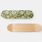 Ökosystem - Creme auf dunklem Olive Skateboard (Horizontal)