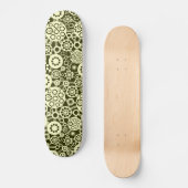 Ökosystem - Creme auf dunklem Olive Skateboard (Vorderseite)