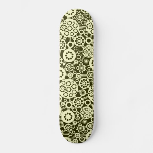 Ökosystem - Creme auf dunklem Olive Skateboard (Vorderseite)