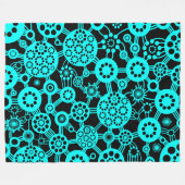 Ökosystem - Cyan auf schwarz Fleecedecke (Vorderseite (Horizontal))
