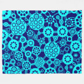 Ökosystem - Cyan on Deep Navy Fleecedecke (Vorderseite (Horizontal))
