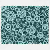 Ökosystem - Hellblaues Grün auf dunklem Moosgrün Fleecedecke (Vorderseite (Horizontal))