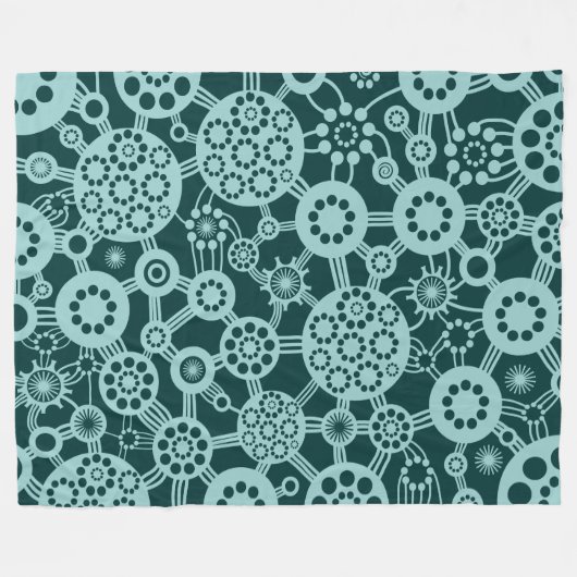 Ökosystem - Hellblaues Grün auf dunklem Moosgrün Fleecedecke (Vorderseite (Horizontal))