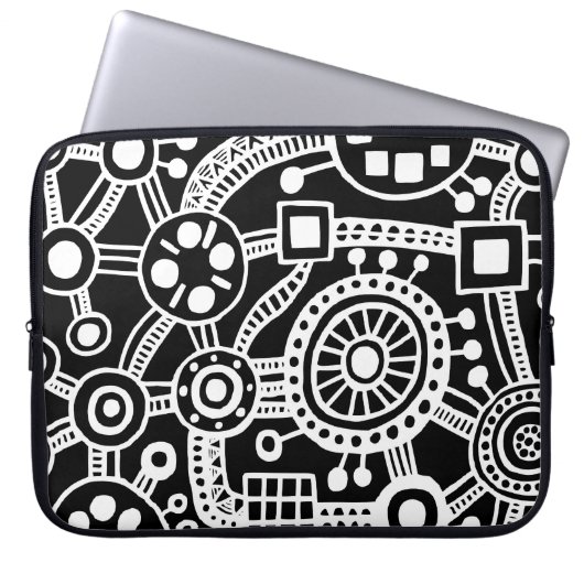 Ökosystem III weiß schwarz Laptopschutzhülle (Vorderseite)