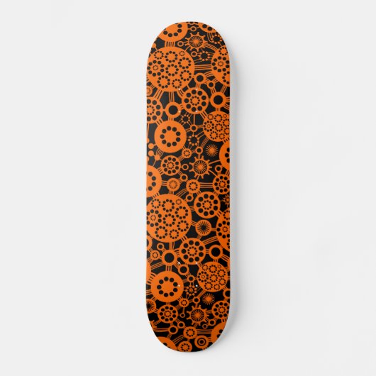 Ökosystem - Orange auf schwarz Skateboard (Vorderseite)