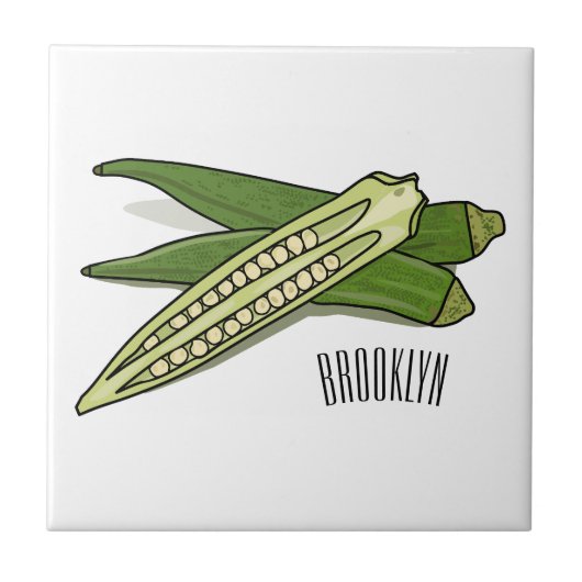 Okra-Cartoon-Abbildung Fliese (Vorderseite)