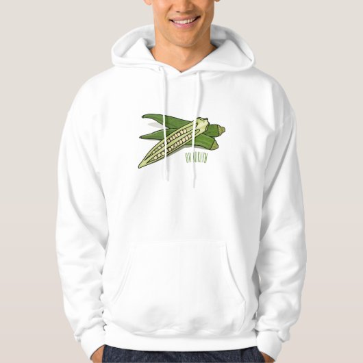 Okra-Cartoon-Abbildung Hoodie (Vorderseite)