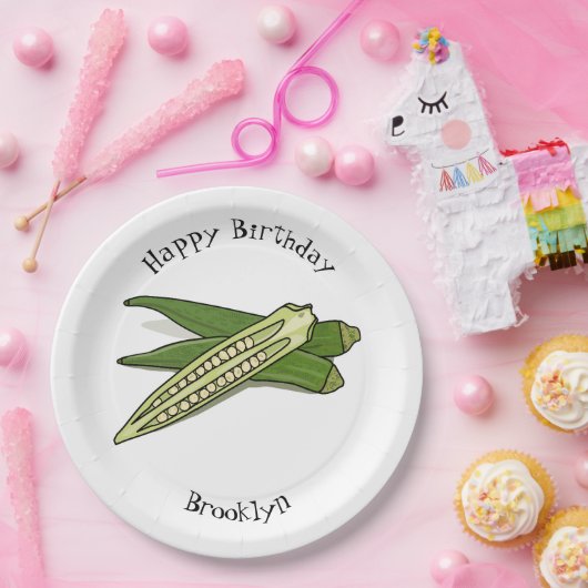 Okra-Cartoon-Abbildung Pappteller (Party)