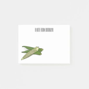 Okra-Cartoon-Abbildung Post-it Klebezettel