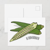 Okra-Cartoon-Abbildung Postkarte (Vorne/Hinten)