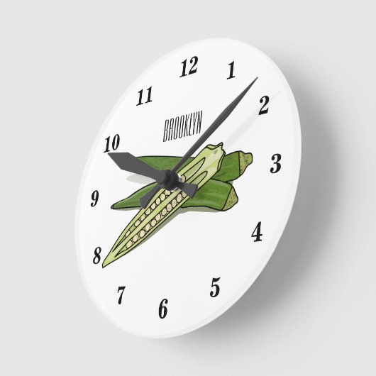 Okra-Cartoon-Abbildung Runde Wanduhr (Winkel)