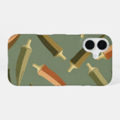 Okra-Muster im Vintage-Stil iPhone 16 Hülle (Rückseite (Horizontal))