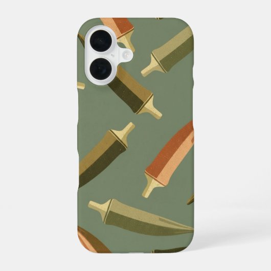 Okra-Muster im Vintage-Stil iPhone 16 Hülle (Rückseite)