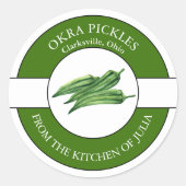 Okra-Pickle-Label Runder Aufkleber (Vorderseite)