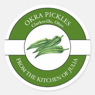 Okra-Pickle-Label Runder Aufkleber