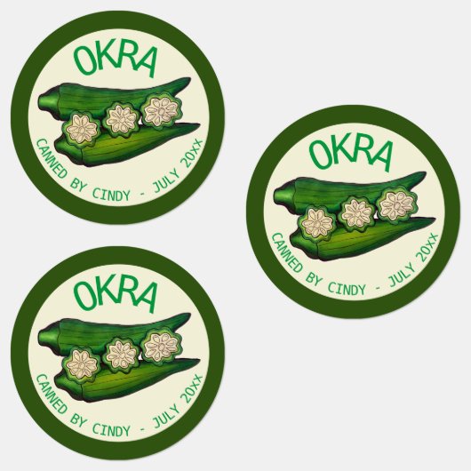 Okra Pods Veggie Gemüse Gumbo Dosen von Etiketten (Gruppe)