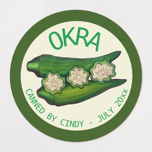Okra Pods Veggie Gemüse Gumbo Dosen von Etiketten (Design 1)