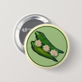 Okra Pods Veggie Gemüse Gumbo Südliche Lebensmitte Button (Vorne & Hinten)