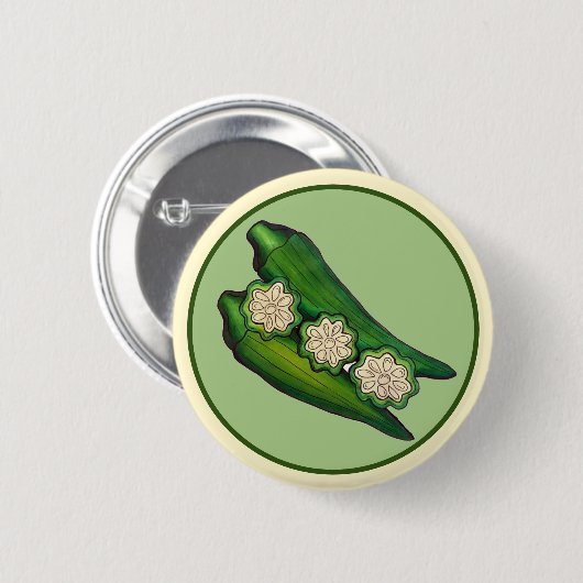 Okra Pods Veggie Gemüse Gumbo Südliche Lebensmitte Button (Vorne & Hinten)