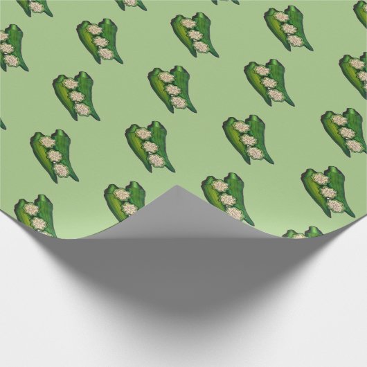 Okra Pods Veggie Gemüse Gumbo Südliche Lebensmitte Geschenkpapier (Ecke)