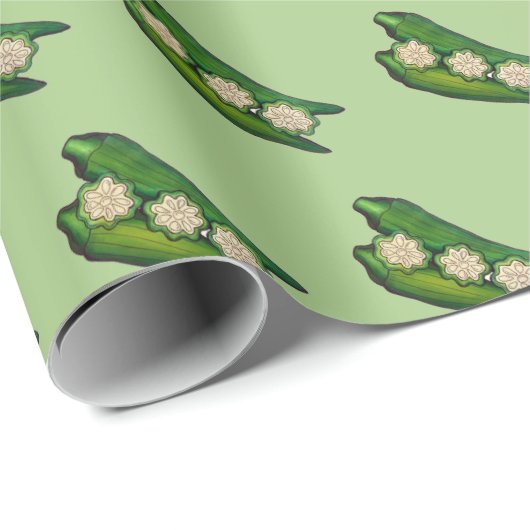 Okra Pods Veggie Gemüse Gumbo Südliche Lebensmitte Geschenkpapier (Rolleneckpunkt)