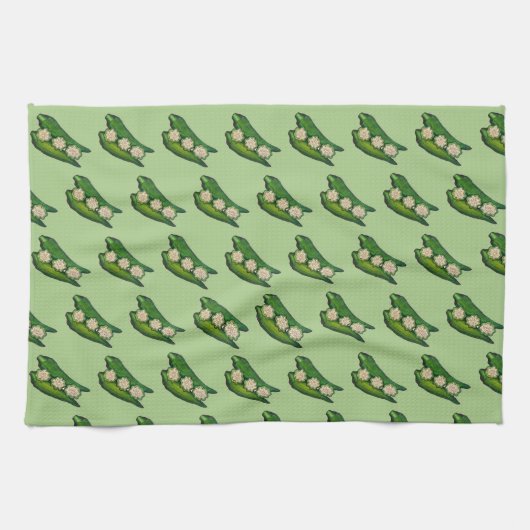 Okra Pods Veggie Gemüse Gumbo Südliche Lebensmitte Geschirrtuch (Horizontal)