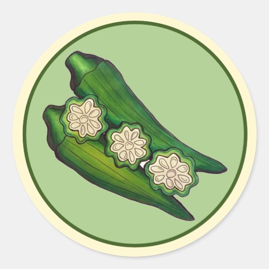 Okra Pods Veggie Gemüse Gumbo Südliche Lebensmitte Runder Aufkleber (Vorderseite)