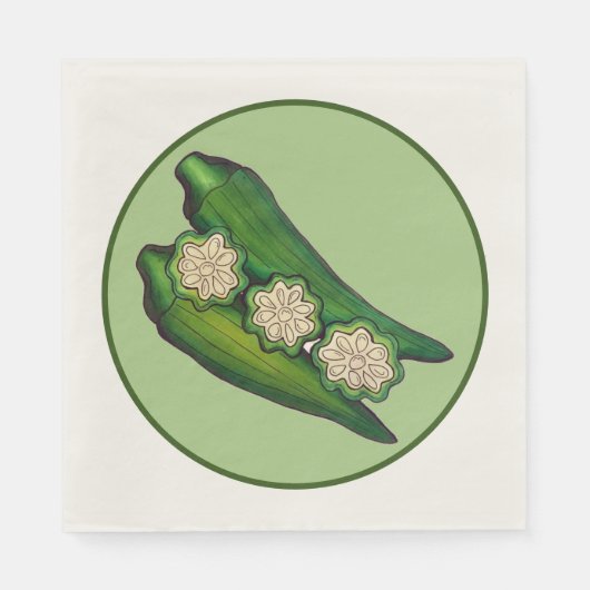 Okra Pods Veggie Gemüse Gumbo Südliche Lebensmitte Serviette (Vorderseite)