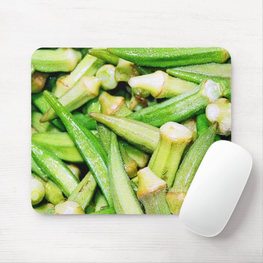 Okras grünes Gemüse Mousepad (Mit Mouse)