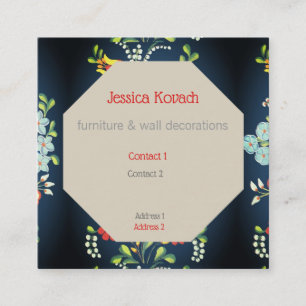 Oktagon in bunten ungarischen Blüten Quadratische Visitenkarte